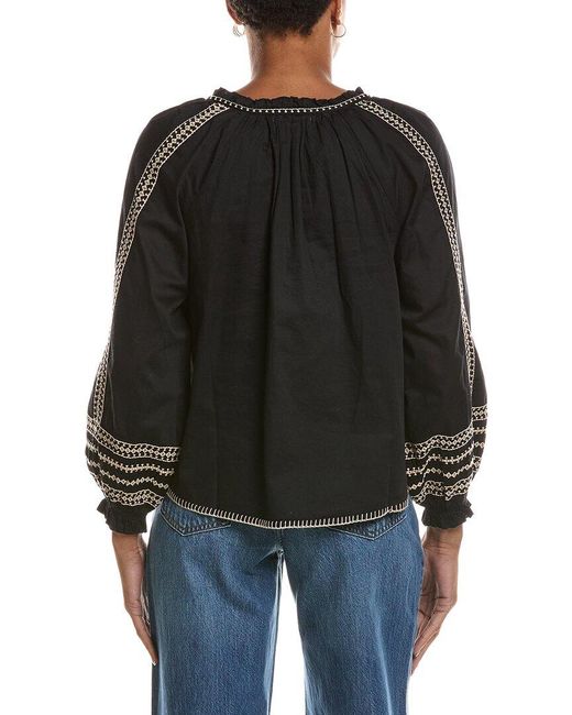 Velvet By Graham & Spencer Black Scarlett Embroidered Pullover