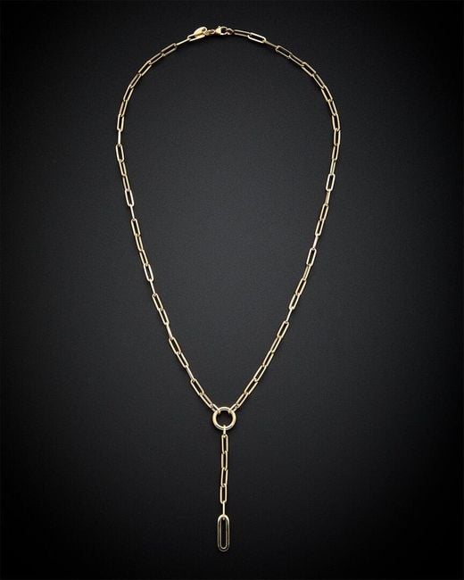 Italian Gold Black 14k Paperclip Lariat Necklace