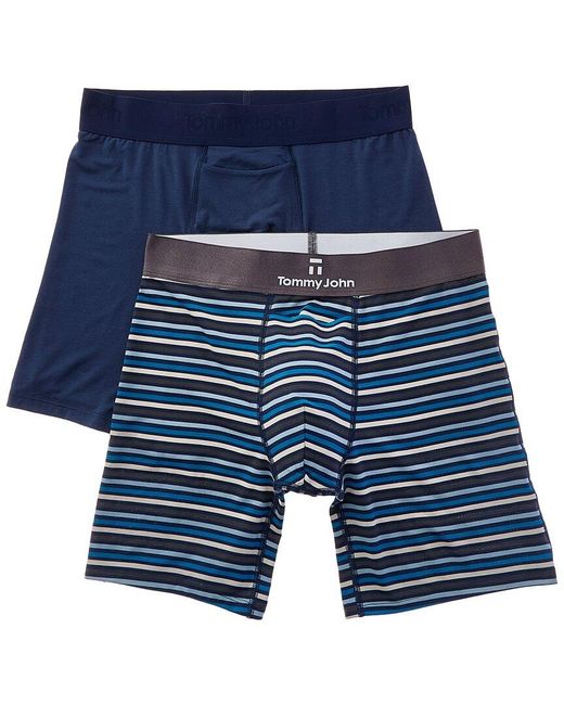Tommy John Blue 2Pk Second Skin 6 Boxer Brief for men