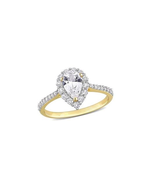 Rina Limor White Gold Over Silver 1.94 Ct. Tw. Sapphire Halo Ring