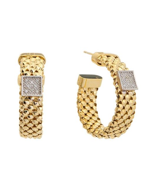 Meshmerise Metallic 18k Over Silver 0.12 Ct. Tw. Diamond Earrings