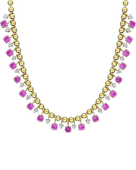 Rina Limor Metallic Plated 4.80 Ct. Tw. Lab-Grown Sapphire Necklace