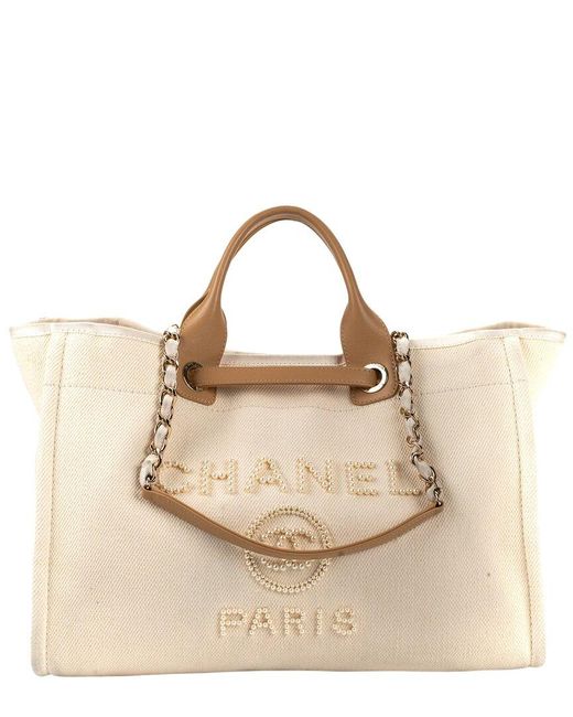 Chanel Natural Canvas Pearl Deauville Shopping Tote (Authentic Pre-Owned)