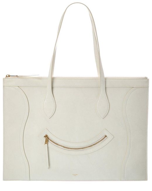 Céline White Leather Tote