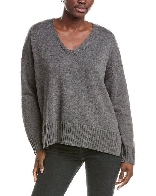 Eileen Fisher Gray V Neck Box Top