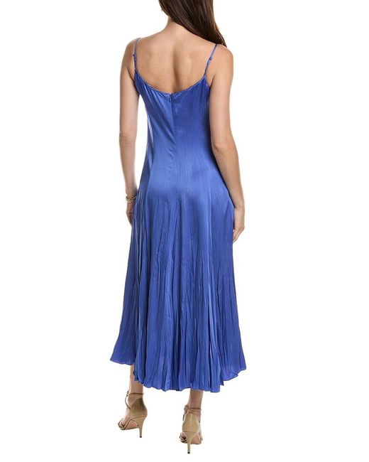 Michael Kors Blue Jamison Crushed Charmeuse Maxi Slipdress