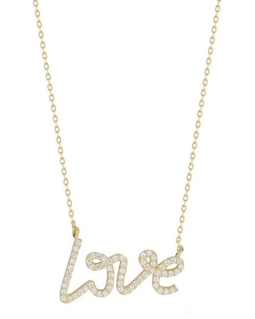 Glaze Jewelry Metallic 14k Over Silver Cz Love Necklace