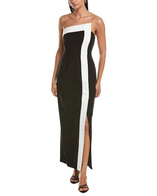 MILLY Black Garcelle Strapless Asymmetric Column Gown