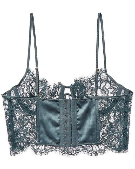 Kiki de Montparnasse Blue Camille Silk-Trim Longline Bra