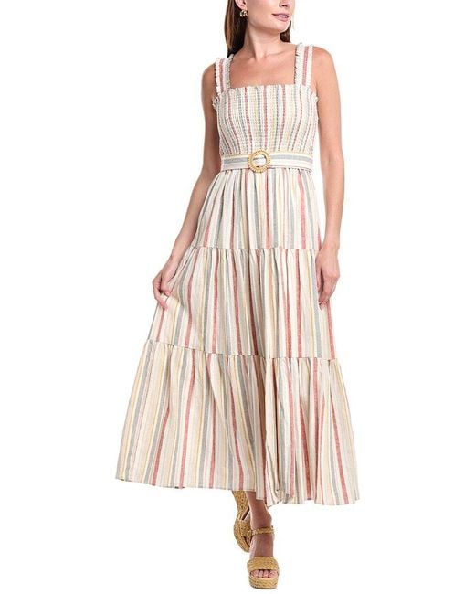 Anne Klein Pink Patio Linen-Blend Maxi Dress