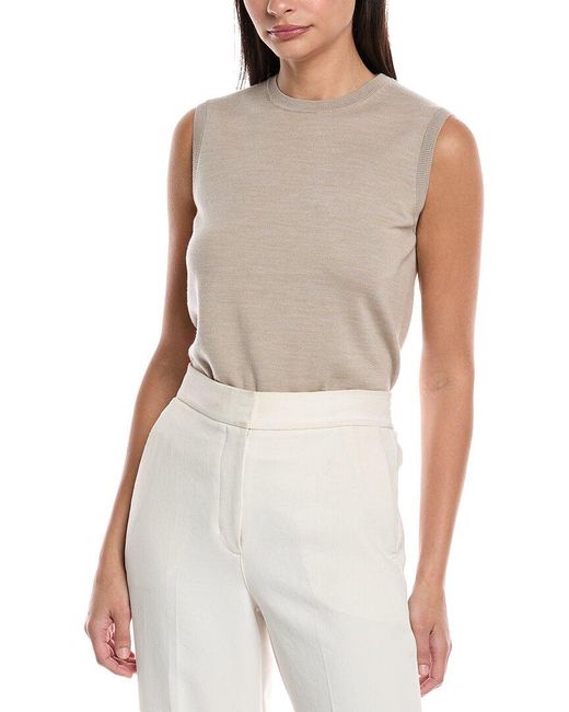 Lafayette 148 New York White Double Knit Wool-Blend Top