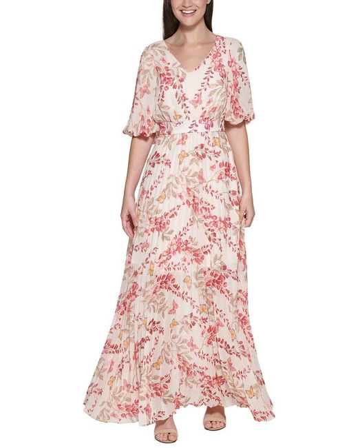 Kensie Pink Chiffon Yortu Maxi Dress