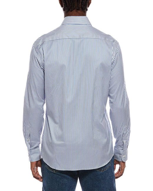 Eterna Blue Italian Striped Poplin Modern Fit Shirt for men