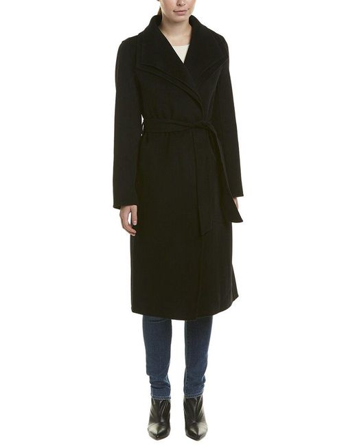 Tahari Elliot Wool Blend Wrap Coat in Black Lyst UK