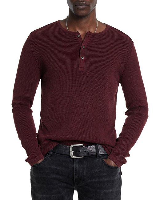 John Varvatos Red Memphis Waffle Henley for men