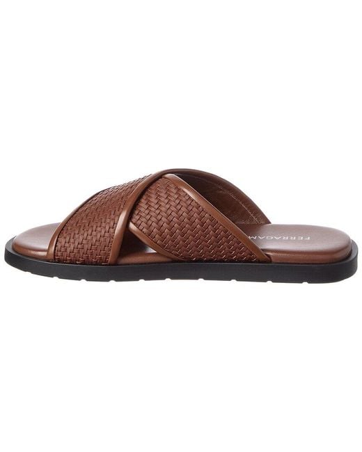 Ferragamo Brown Leather Slide for men