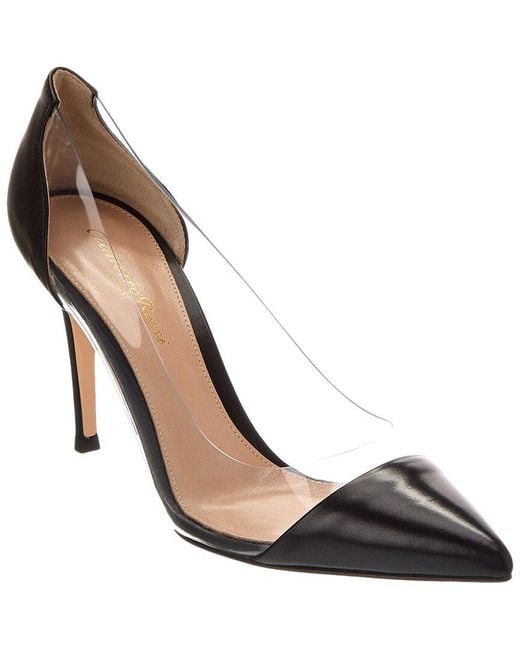 Gianvito Rossi Metallic Plexi 85 Vinyl & Leather Pump