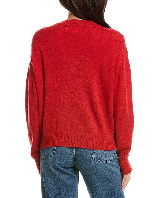 Brodie Cashmere Red Easy V-Neck Wool & Cashmere-Blend Sweater