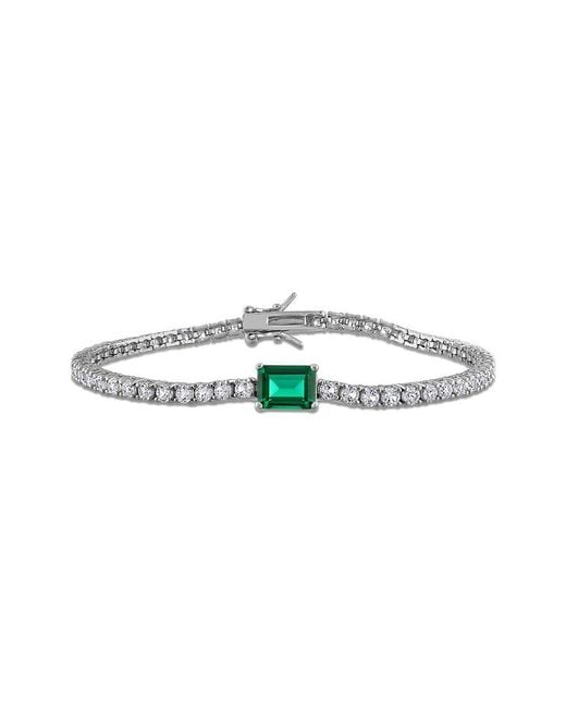 Rina Limor White 6.75 Ct. Tw. Lab-Grown Emerald & Sapphire Bracelet