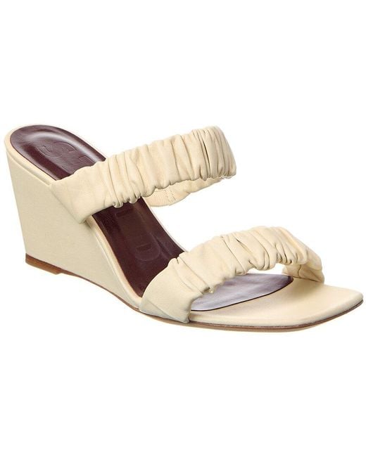 Staud White Frankie Leather Wedge Sandal
