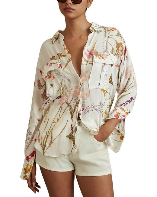 Reiss Natural Faye Floral Shirt
