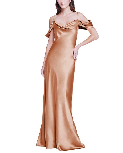 L'Agence Multicolor Kenna Cold-shoulder Silk Dress