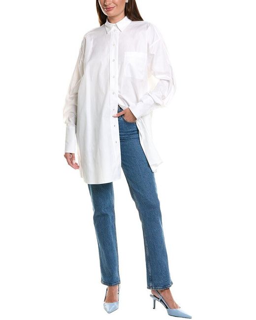 Oscar de la Renta Blue Silky Poplin Shirt