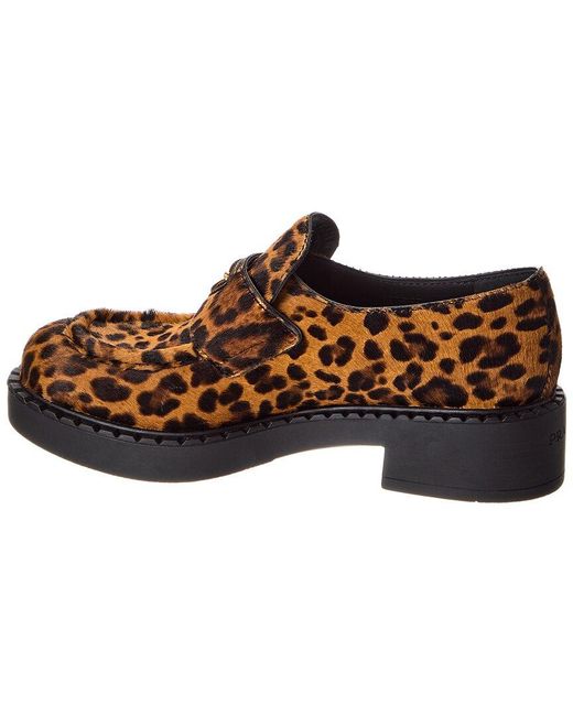 Prada Brown Chocolate Printed Haircalf Loafer