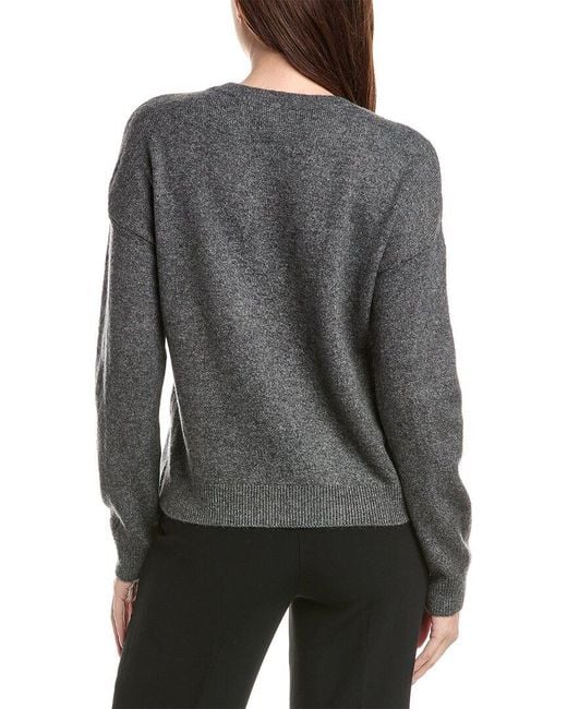 Cece Gray Flower Applique Sweater