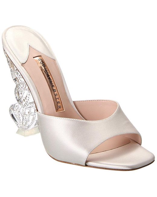 Sophia Webster White Paloma Satin Mule