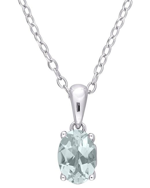 Rina Limor Metallic Silver 0.60 Ct. Tw. Aquamarine Solitaire Pendant Necklace