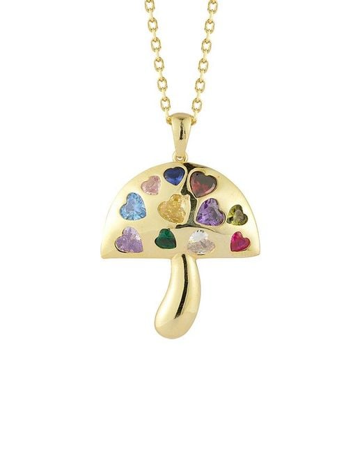 Sphera Milano Metallic 14k Over Silver Cz Mushroom Pendant Necklace