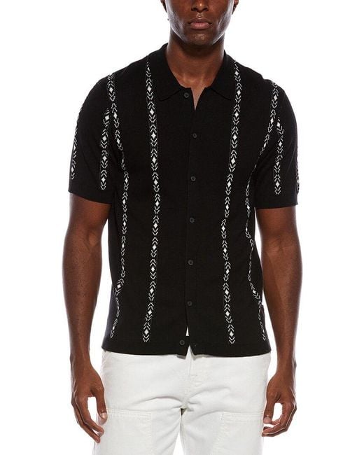 Civil Society Black Ace Regular Fit Striped Button Front Shirt for men