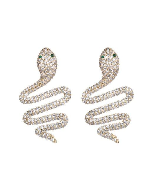 Eye Candy LA White Cz Slither Snake Large Stud Earrings