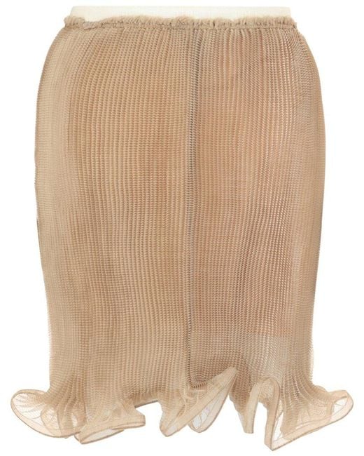 Givenchy Natural Pleated Mini Skirt W Ruffled Bot