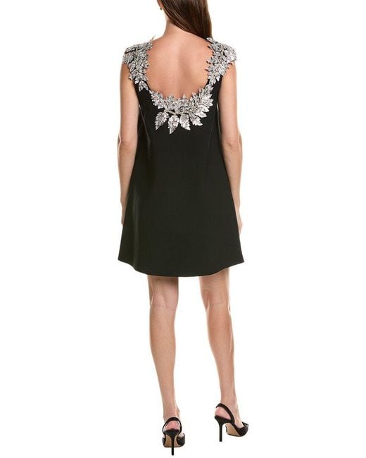 Oscar de la Renta Black Double Face Silk-Lined Wool-Blend Cocktail Dress