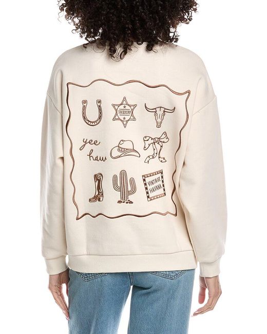 Vintage Havana White Ultra Fleece Crewneck Sweatshirt