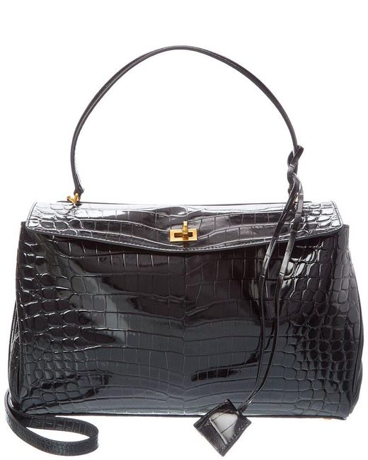 Tiffany & Fred Paris Black Large Smooth Leather Tote