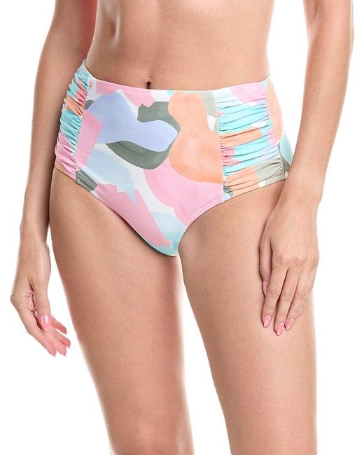 Sea Level Blue Paintball High-Waist Gathered Bikini Bottom