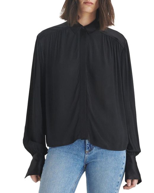 Rag & Bone Black Aubrey Relaxed Blouse