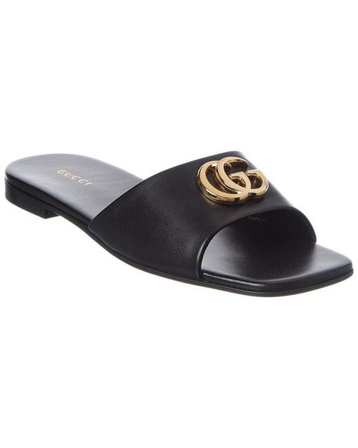 Gucci Black Double G Leather Sandal