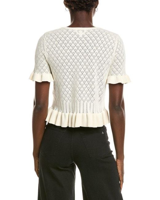 Cece White Pointelle Sweater