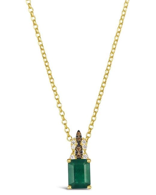 Le Vian Metallic Le Vian Costa Smeralda Emeralds 14k 1.28 Ct. Tw. Diamond & Emerald Pendant Necklace