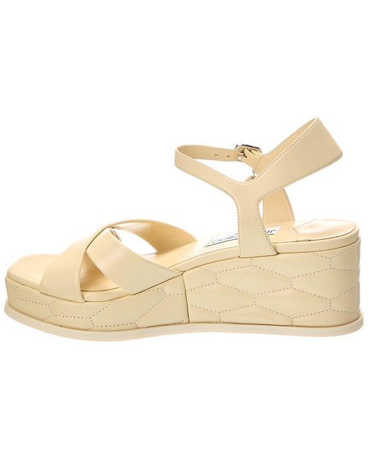 Jimmy Choo Metallic Astra 60 Leather Wedge Sandal