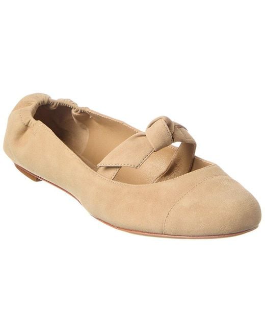 Alexandre Birman Natural Clarita Suede Ballerina Flat
