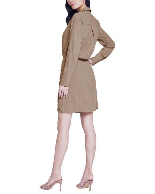 L'Agence Natural Libbie Wrap Skirt Linen-blend Mini Dress