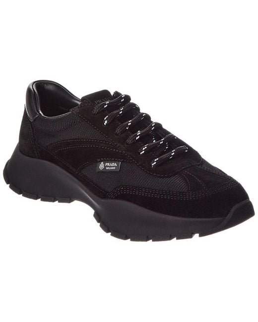 Prada Black Mesh & Suede Sneaker