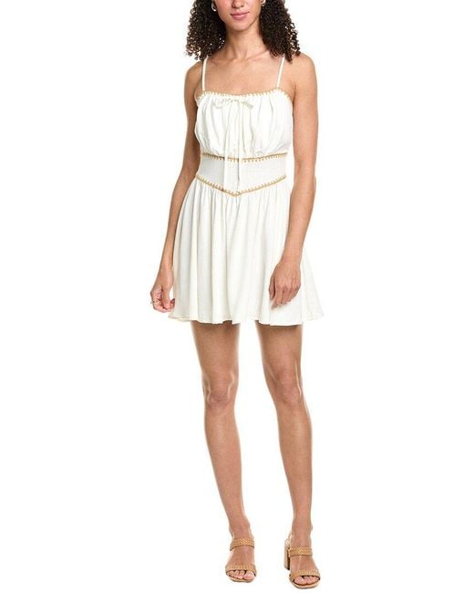 Vintage Havana White Linen-blend Mini Dress