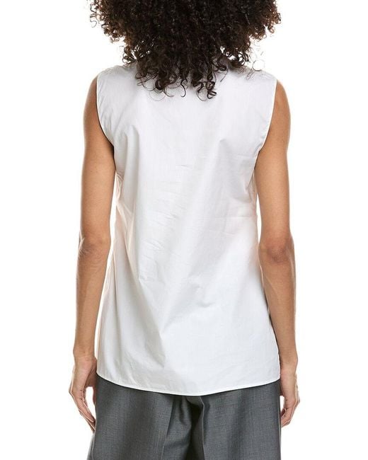 Prada White Ruffled Poplin Blouse