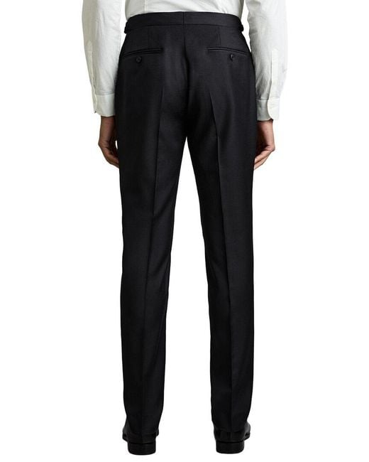 Reiss Black Oscar Plain Wool-Blend Mixer Pant for men